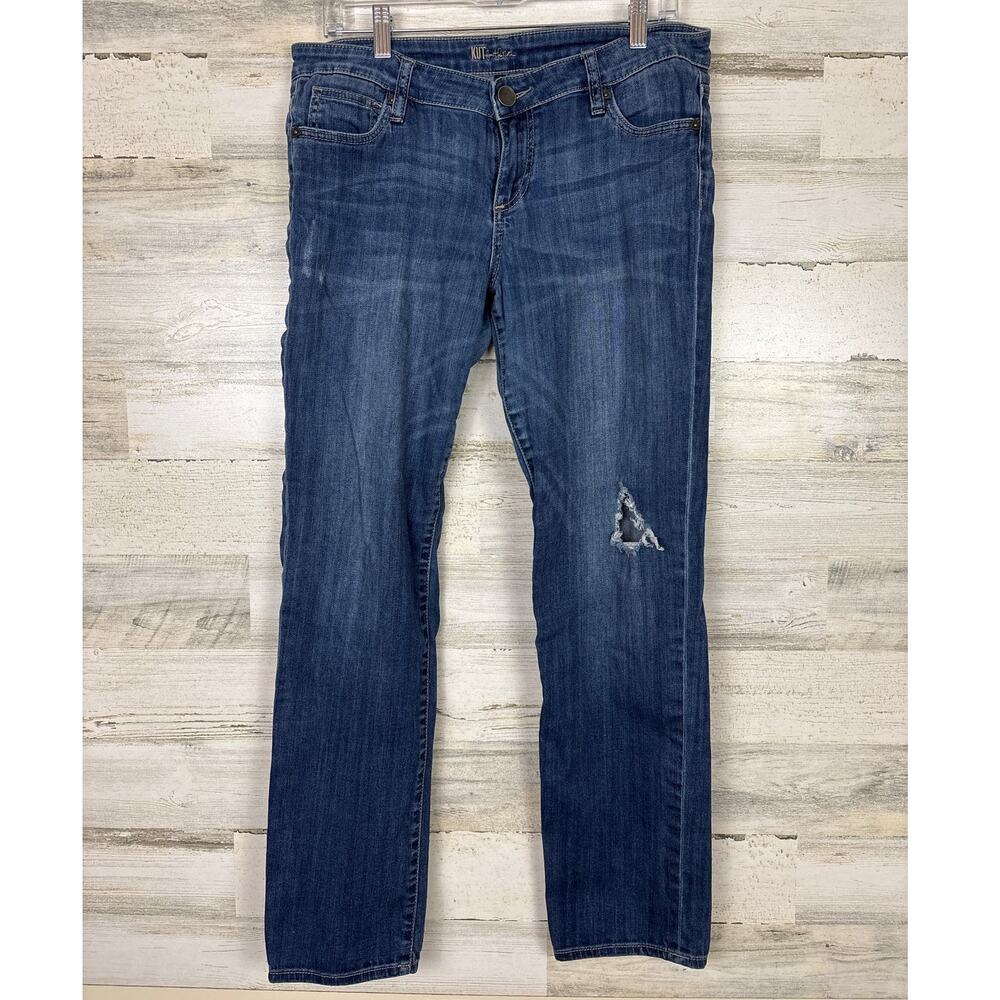 Kut womens 8 boyfriend blue jeans stretch medium wash ankle perfect fit